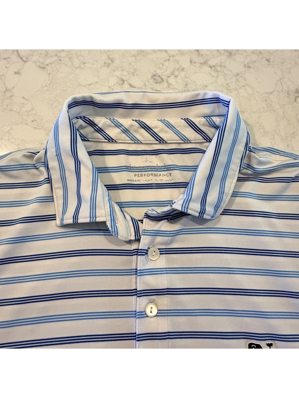 Vineyard Vines Men’s Bradley blue Stripe Sankaty Performance Polo Shirt Small - Picture 5 of 6